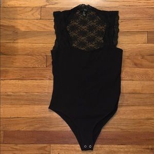 Forever 21 Bodysuit Black Lace Size Medium